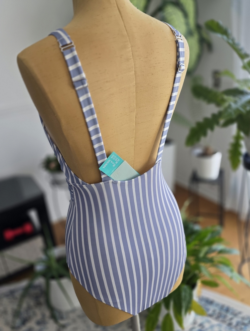 ☀️ H&M Blue White Striped One Piece Swimsuit Size S - Picture 3 of 8